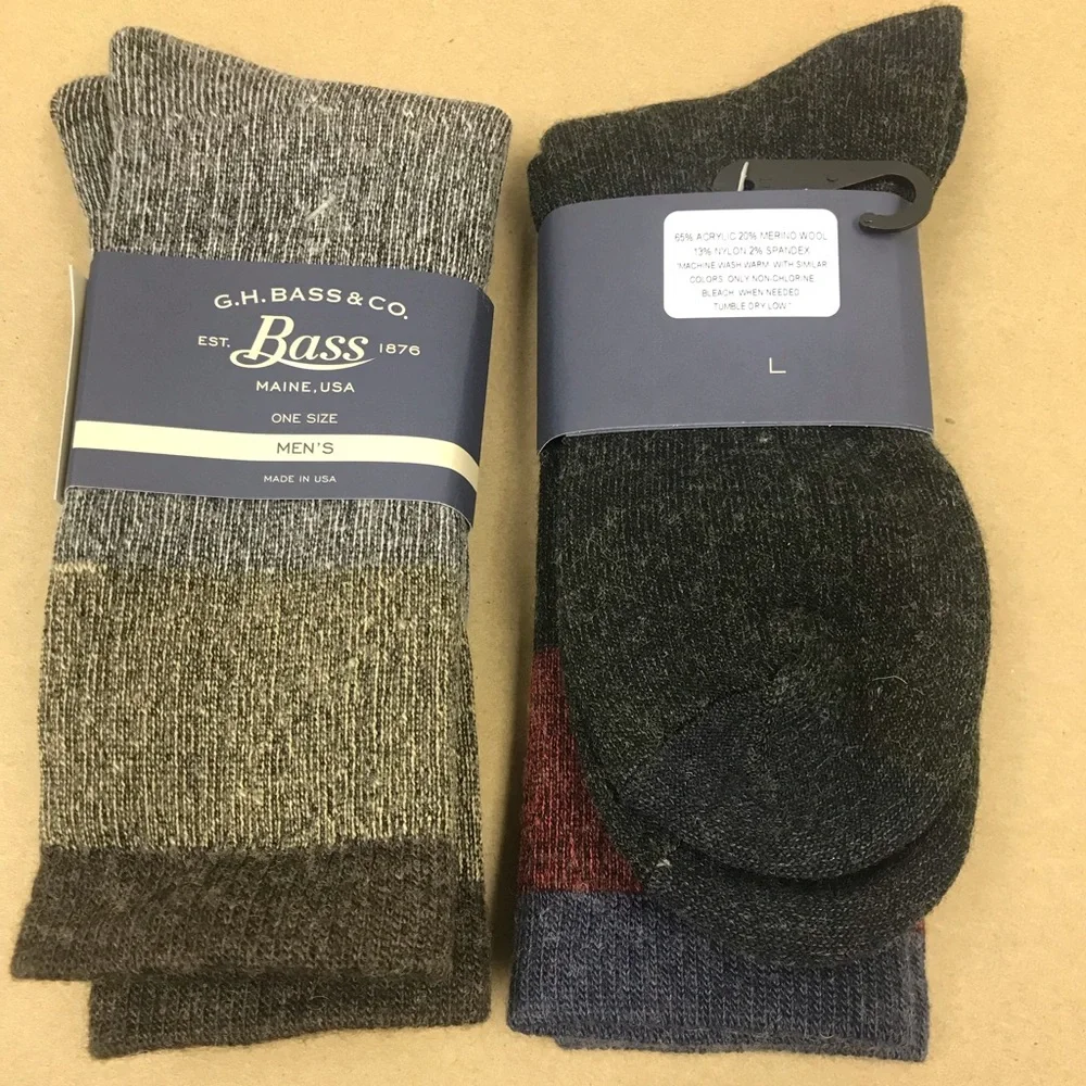 COPY - COPY - G H Bass thick merino wool socks men 2 pairs - Picture 1 of 5